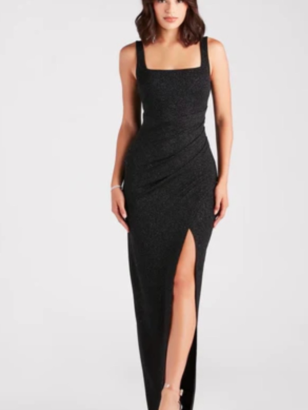 Sheryl Formal Glitter Wrap Slit Long Dress
BLACK / M